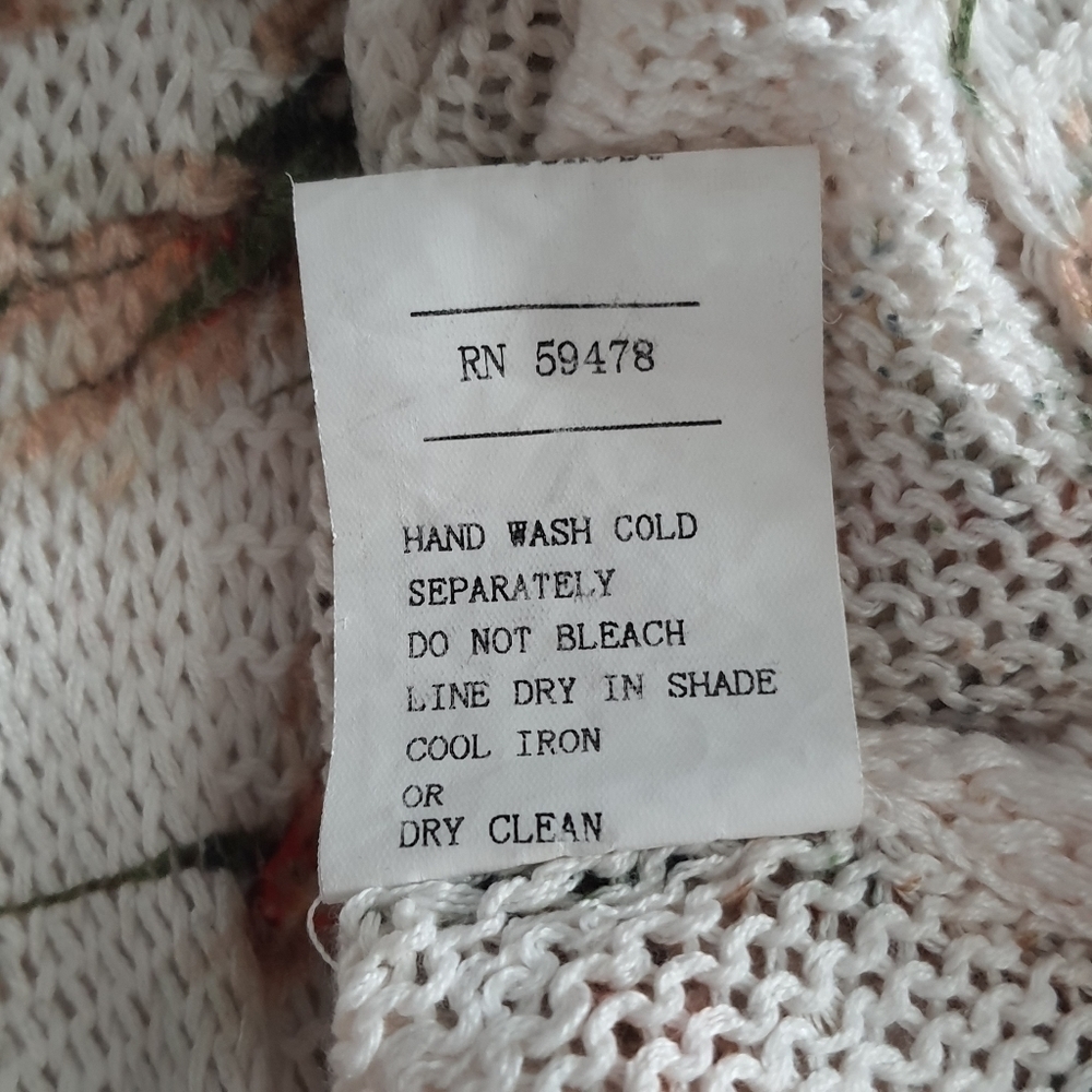 Italian Collezioni Leonardo Floral Knit Sweater Womens Size Small Spring Neutral - Picture 10 of 14